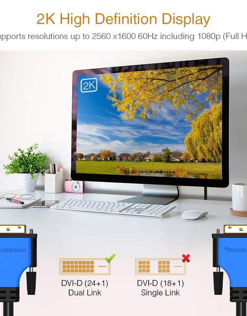 Load image into Gallery viewer, DVI to DVI Monitor Cable (25FT, 24+1 Dual Link, Digital Video Cable, Male to Male) - for Gaming, DVD, Laptops, HDTV and Projector
